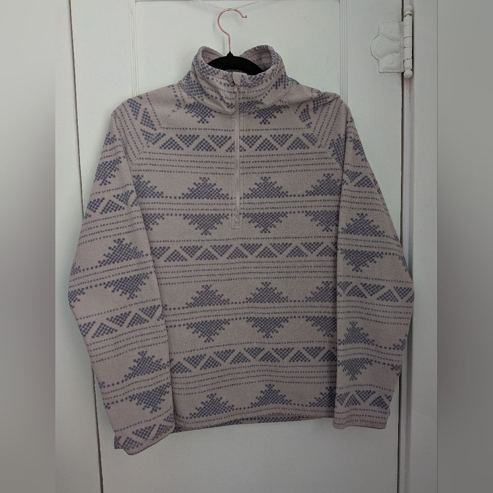 Eddie Bauer Lavender Nordic Pattern 1/4 Zip Fleece Pullover - Size L